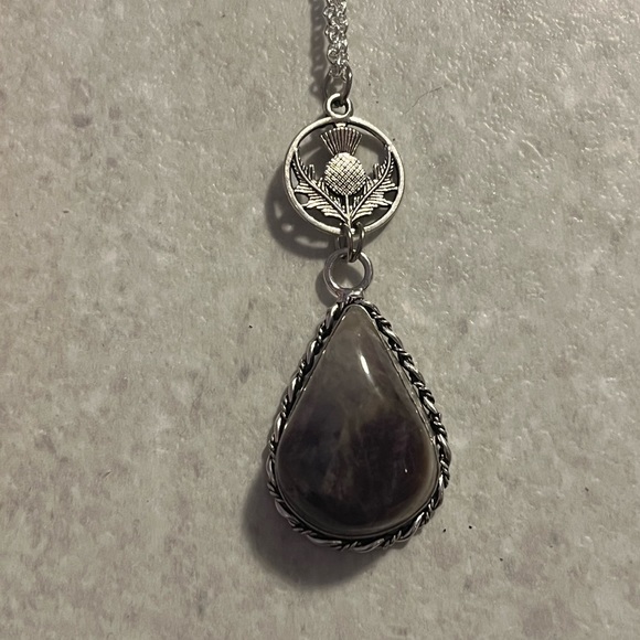 Scottish Thistle amethyst pendant, Green Witch necklace, Celtic thistle - Picture 8 of 13